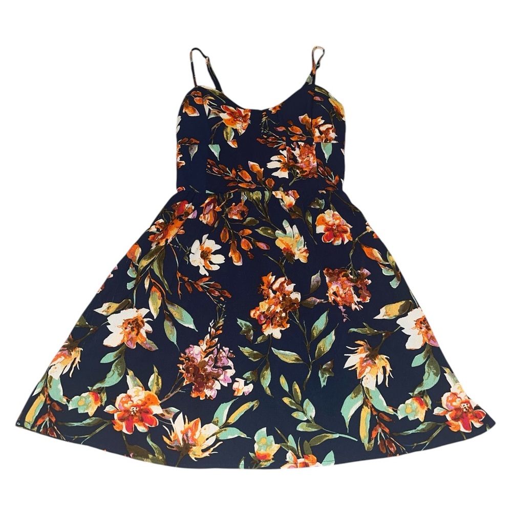 Navy Blue Floral Dress